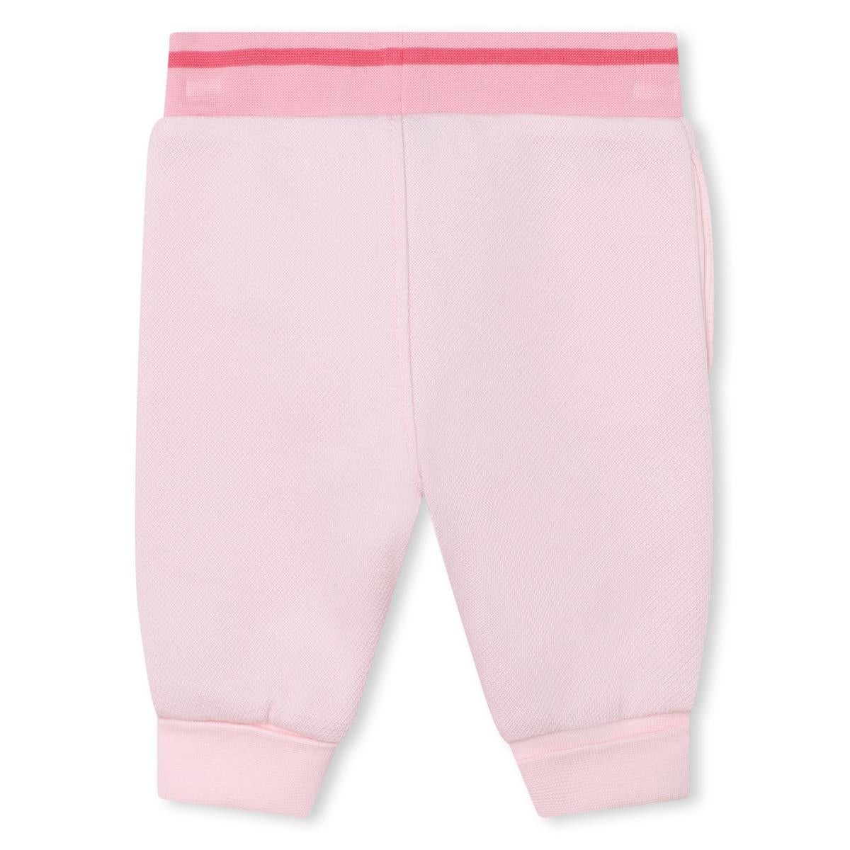 Baby Girls Pink Logo Cotton Trousers