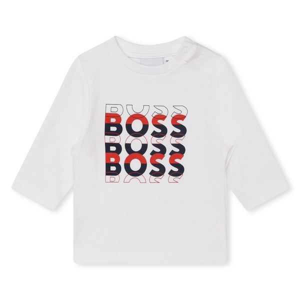 Baby Boys White Logo Cotton T-Shirt