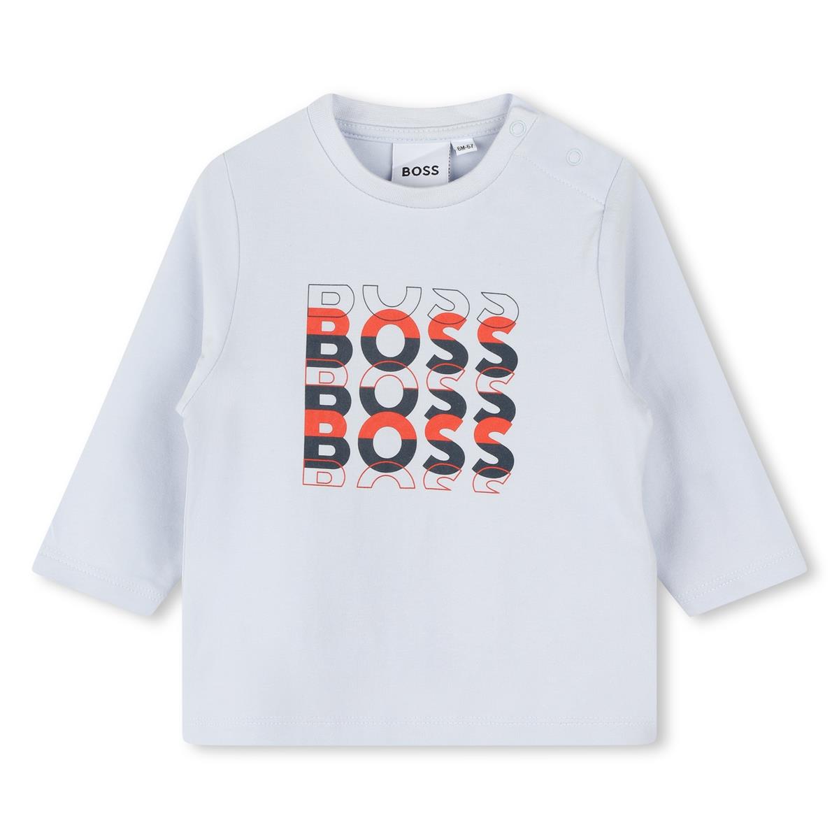 Baby Boys Light Blue Logo Cotton T-Shirt