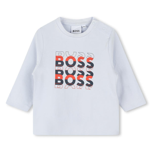 Baby Boys Light Blue Logo Cotton T-Shirt