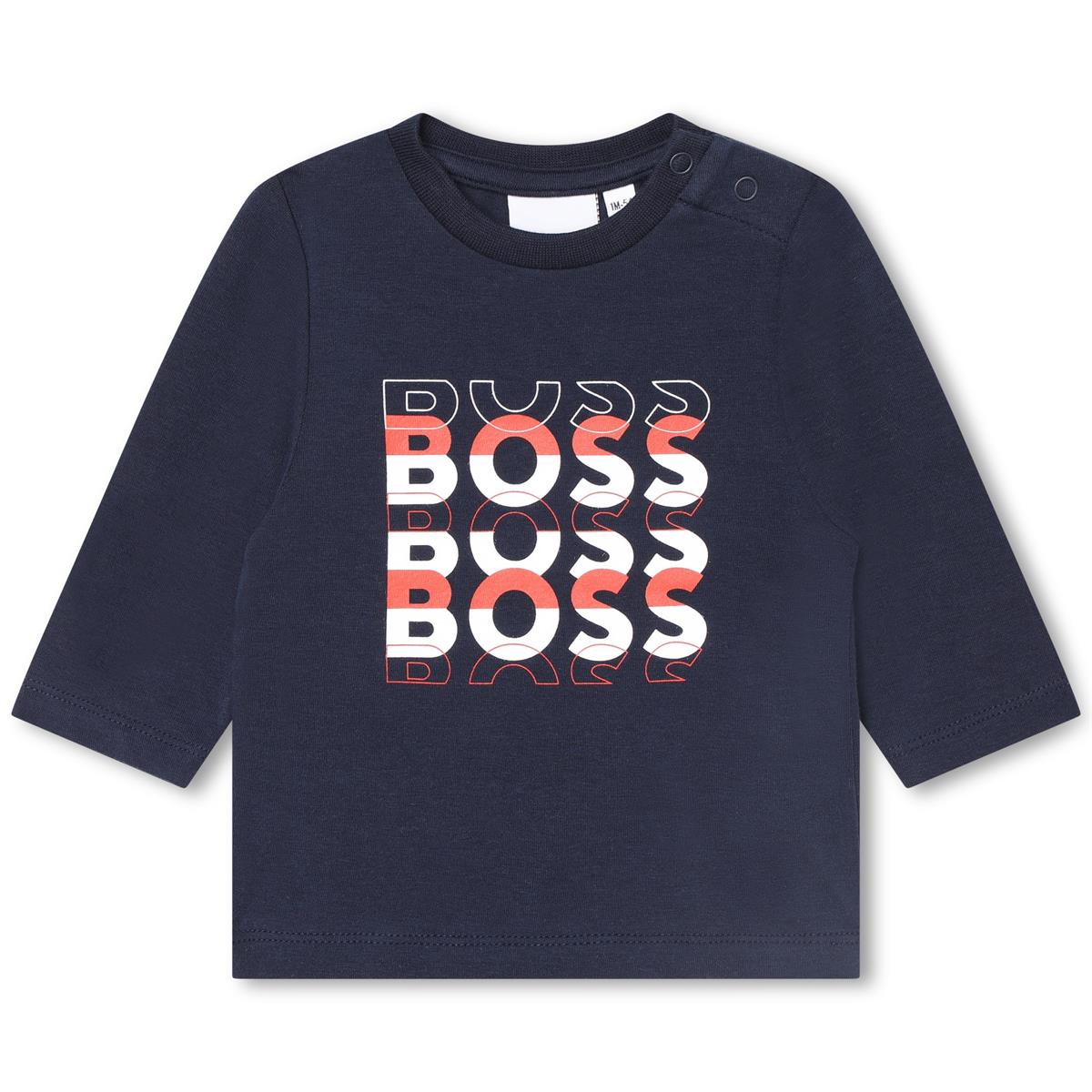 Baby Boys Navy Logo Cotton T-Shirt
