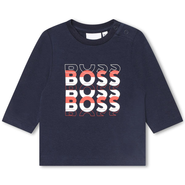 Baby Boys Navy Logo Cotton T-Shirt
