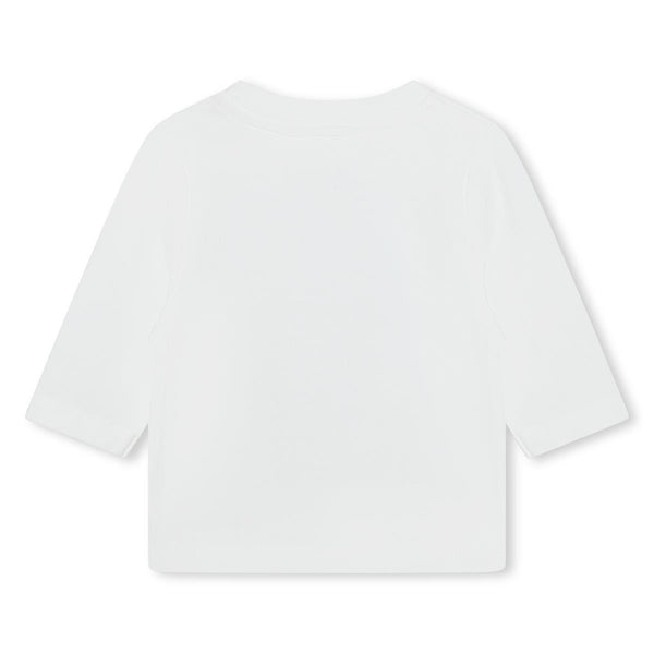 Baby Boys White Printed Cotton T-Shirt