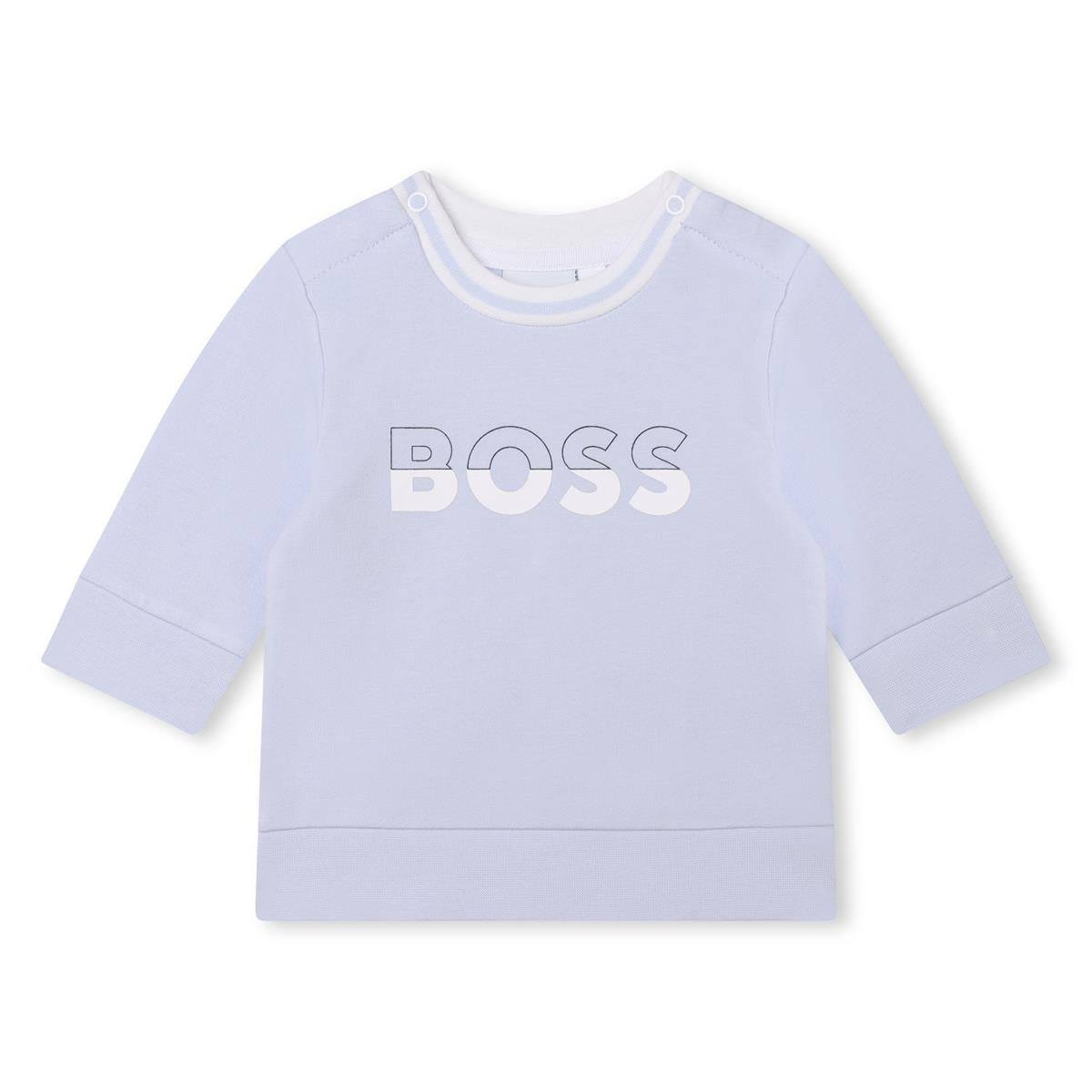 Baby Boys Light Blue Logo Cotton Sweatshirt