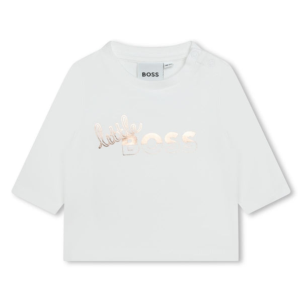 Baby Girls White Cotton T-Shirt