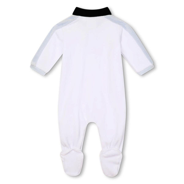 Baby Boys White Cotton Babysuit