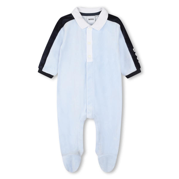 Baby Boys Light Blue Cotton Babysuit
