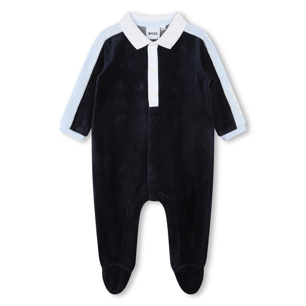 Baby Boys Navy Cotton Babysuit