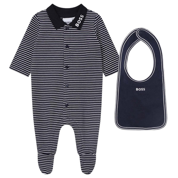 Baby Boys Blue Stripes Cotton Babysuit