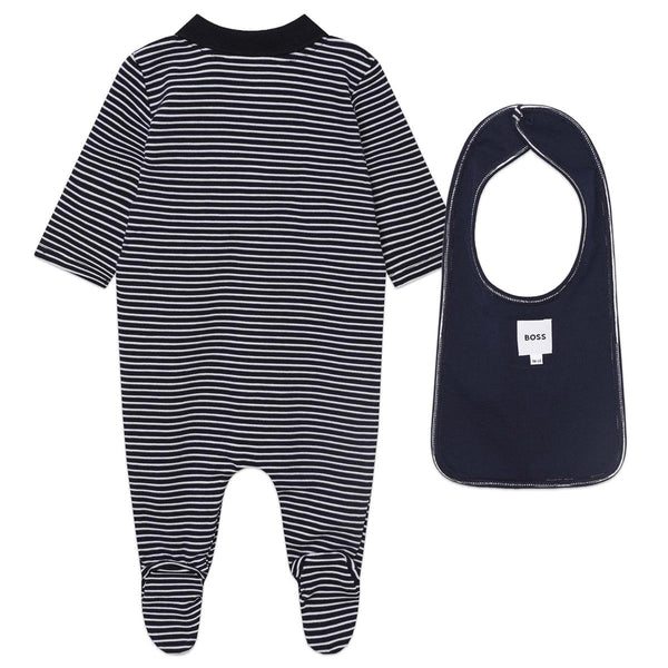 Baby Boys Blue Stripes Cotton Babysuit