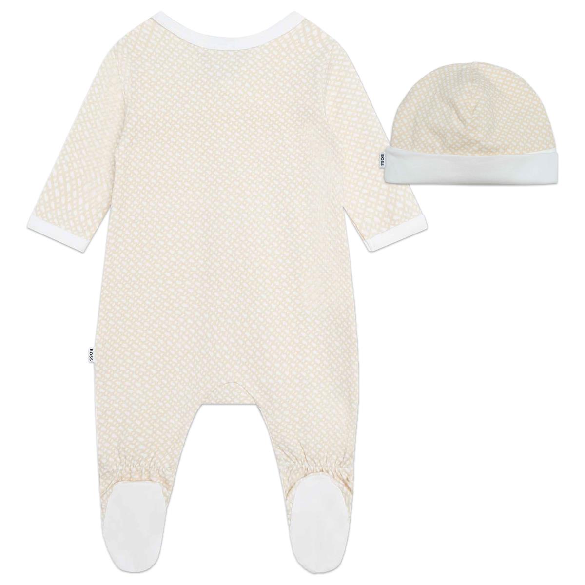 Baby Boys & Girls Beige Cotton Babysuit Set