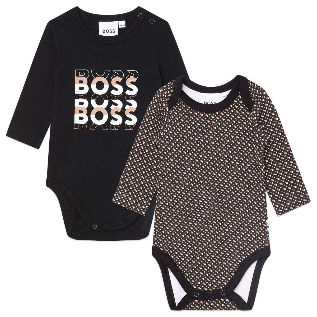 Baby Boys Black Cotton Babysuit Set