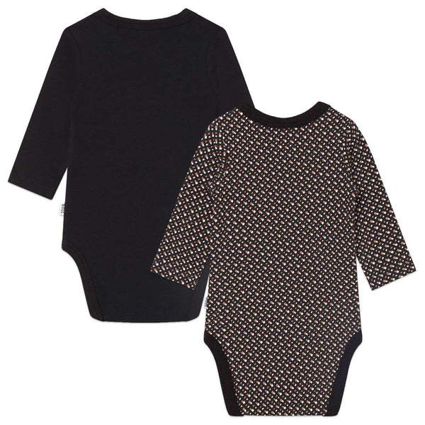 Baby Boys Black Cotton Babysuit Set