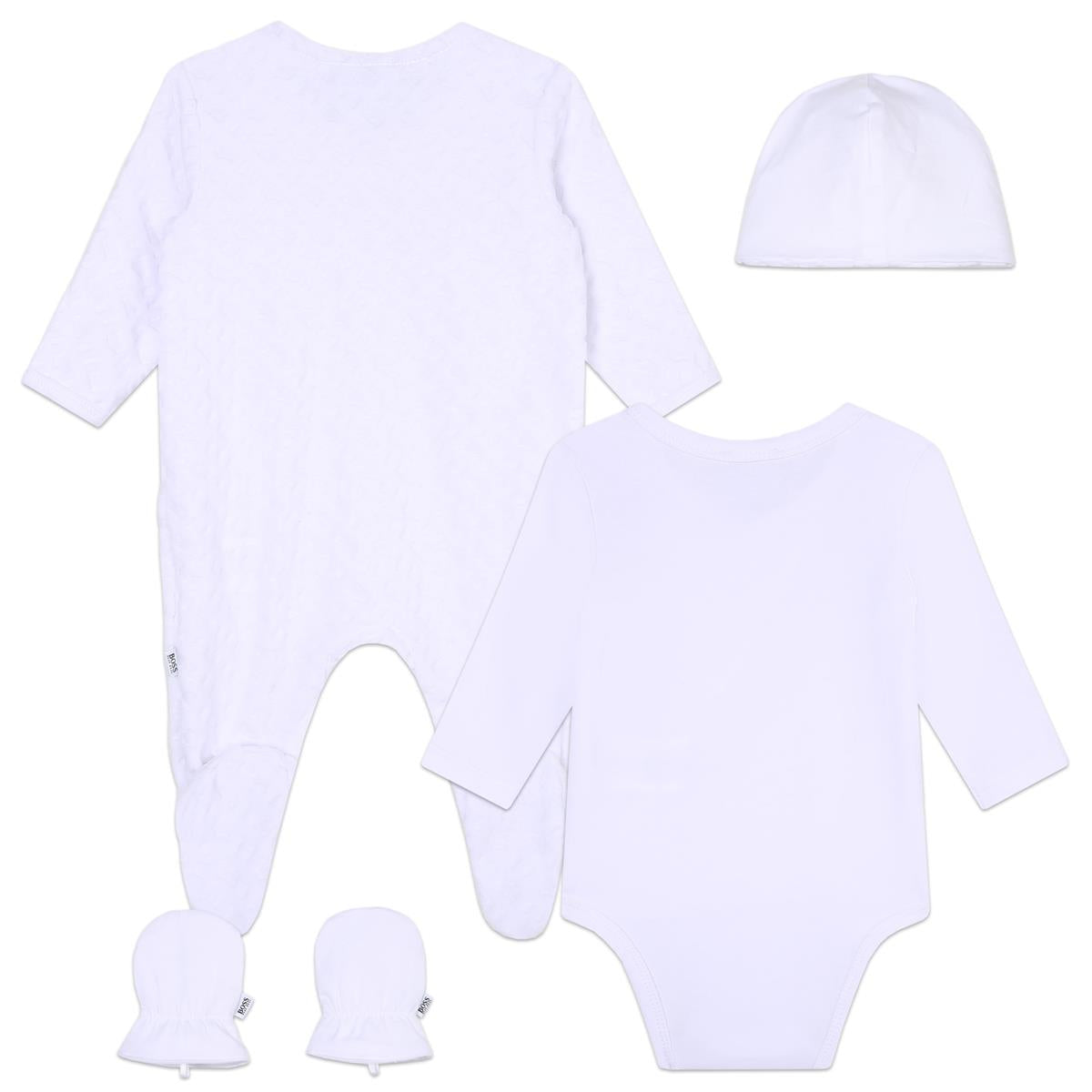 Baby Boys & Girls White Cotton Babysuit Set