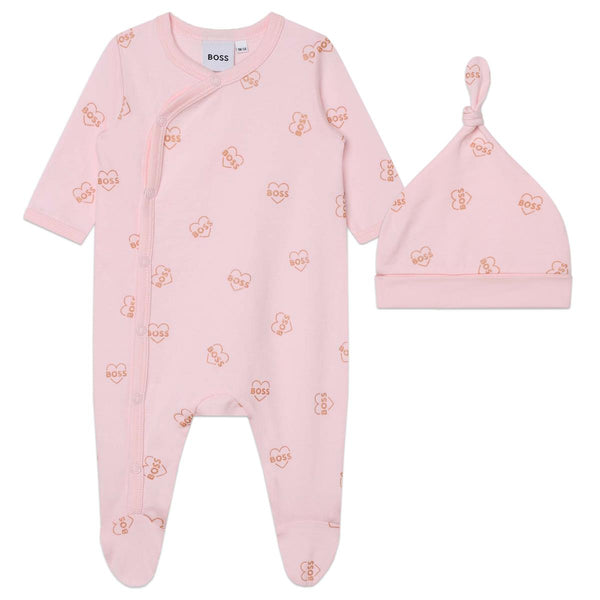 Baby Girls Pink Cotton Babysuit Set