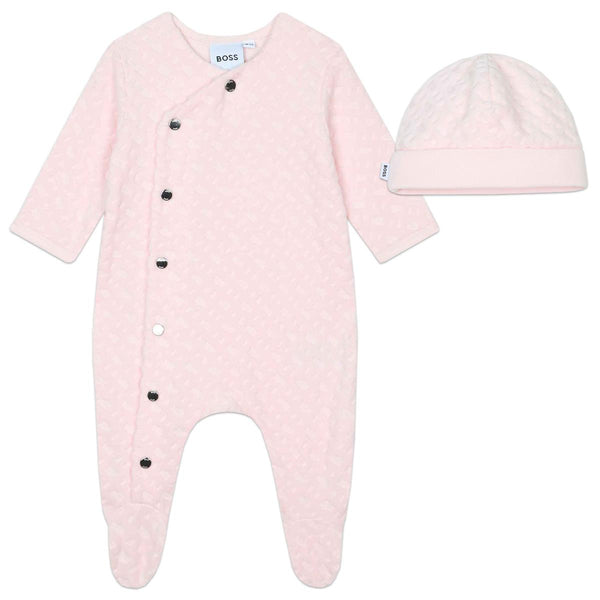 Baby Girls Pink Cotton Babysuit Set