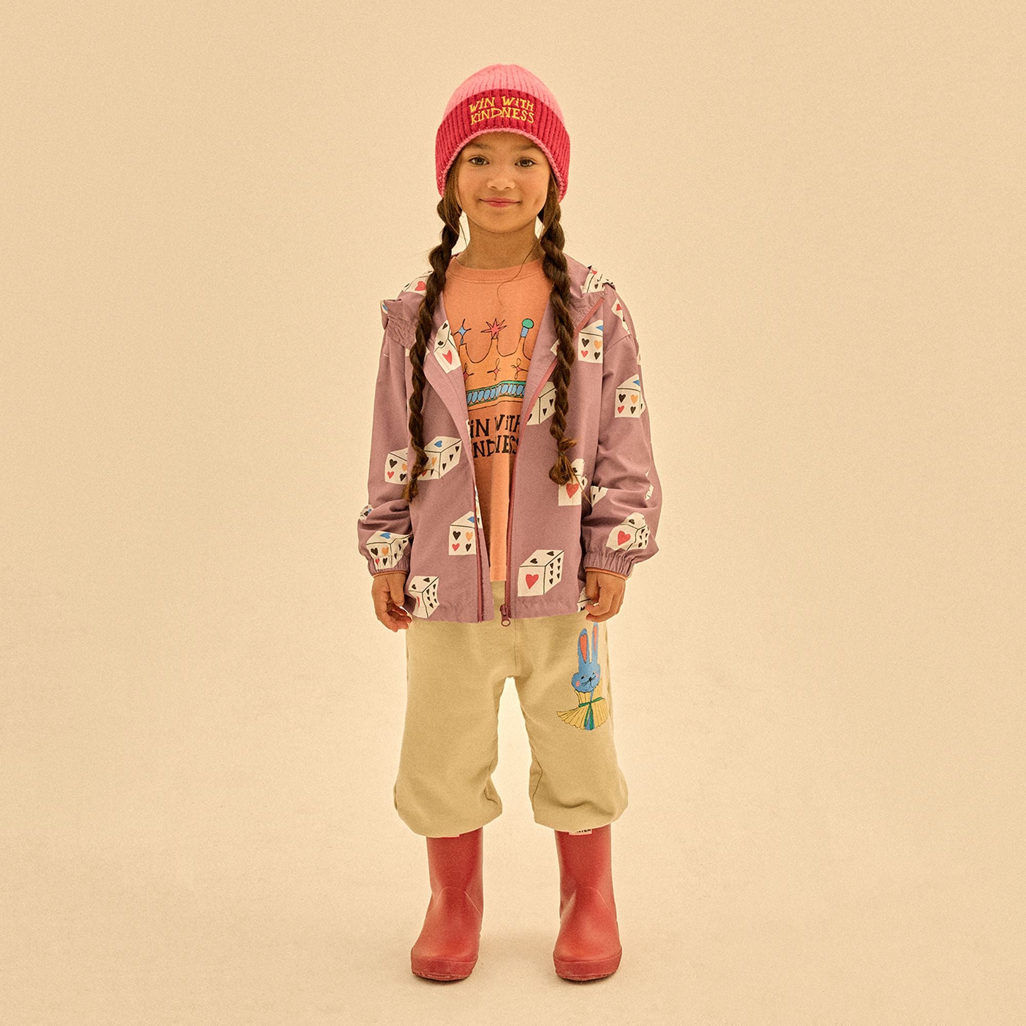 Boys & Girls Ivory Rabbit Printed Cotton Trousers