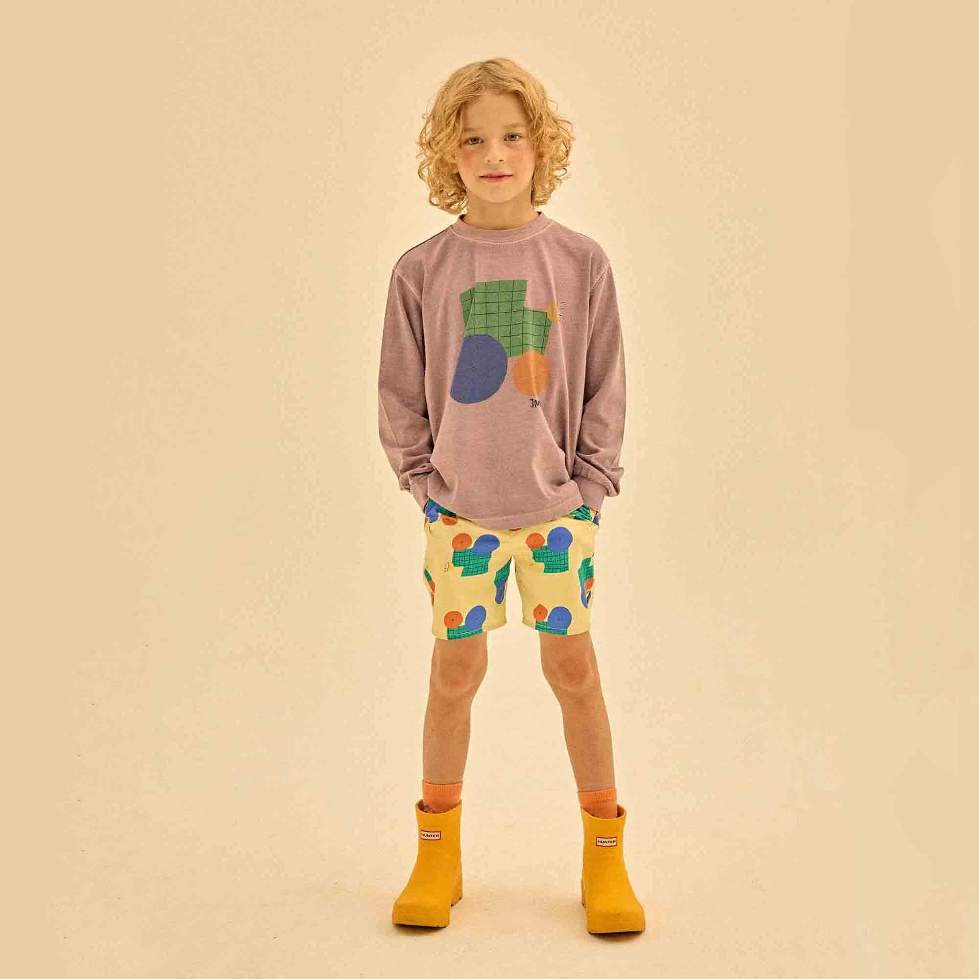 Boys & Girls Purple Printed Cotton T-Shirt