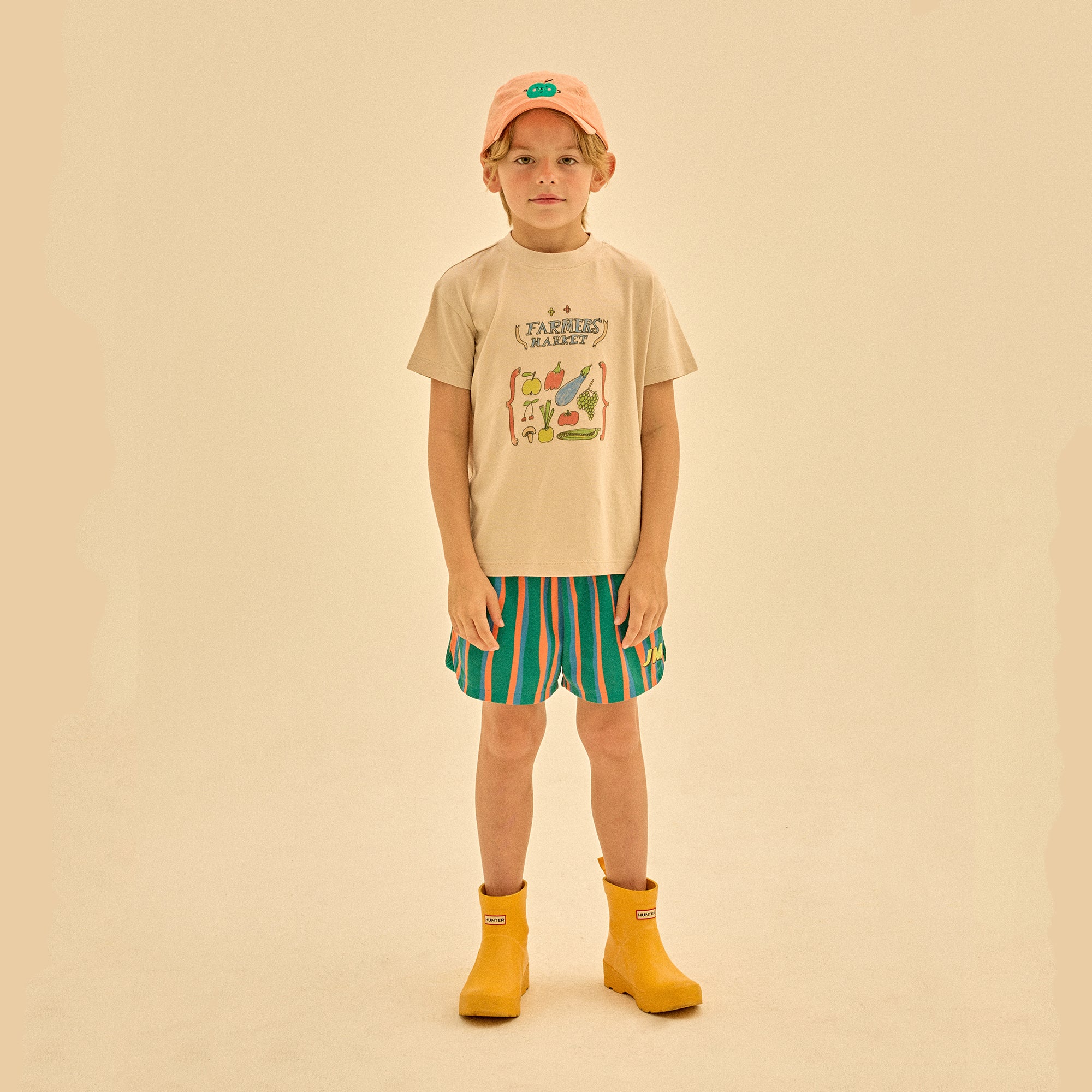 Boys & Girls Beige Printed Cotton T-Shirt