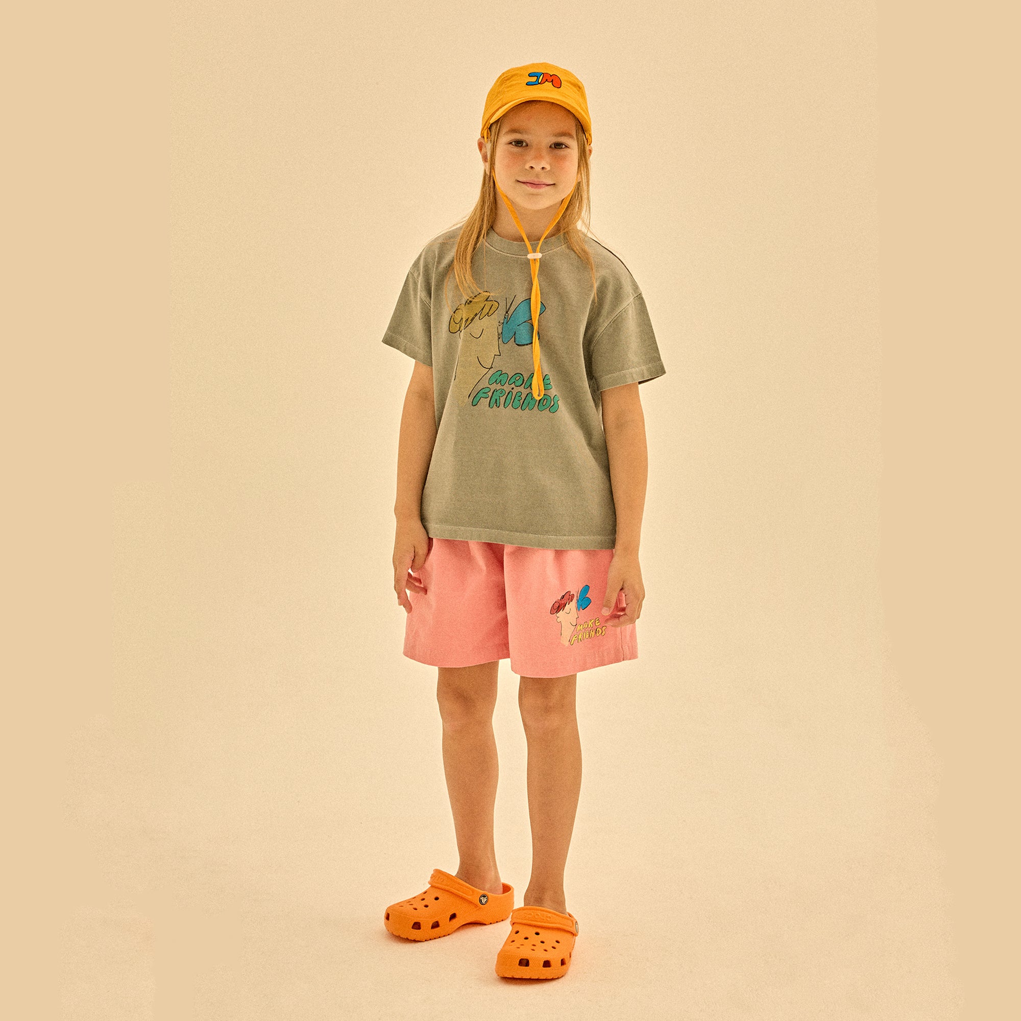 Girls Pink Printed Cotton Shorts