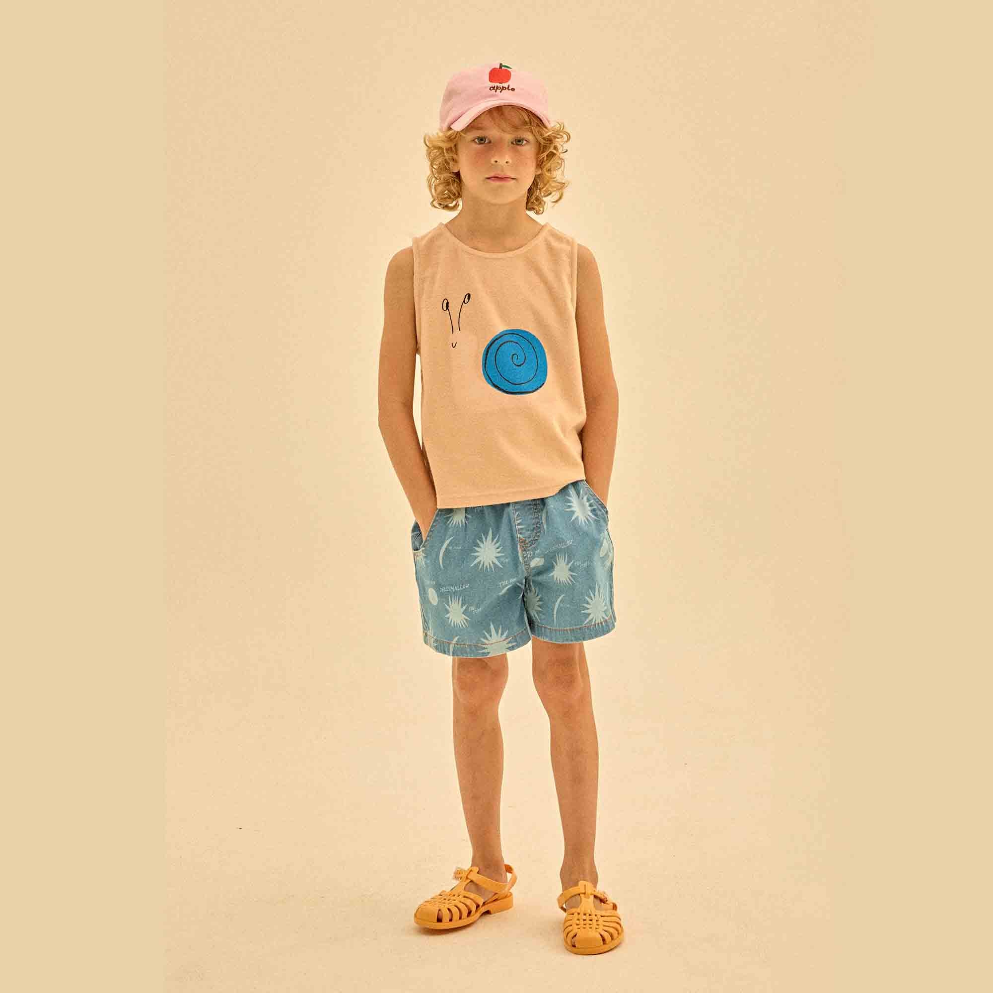 Boys & Girls Blue Printed Denim Shorts