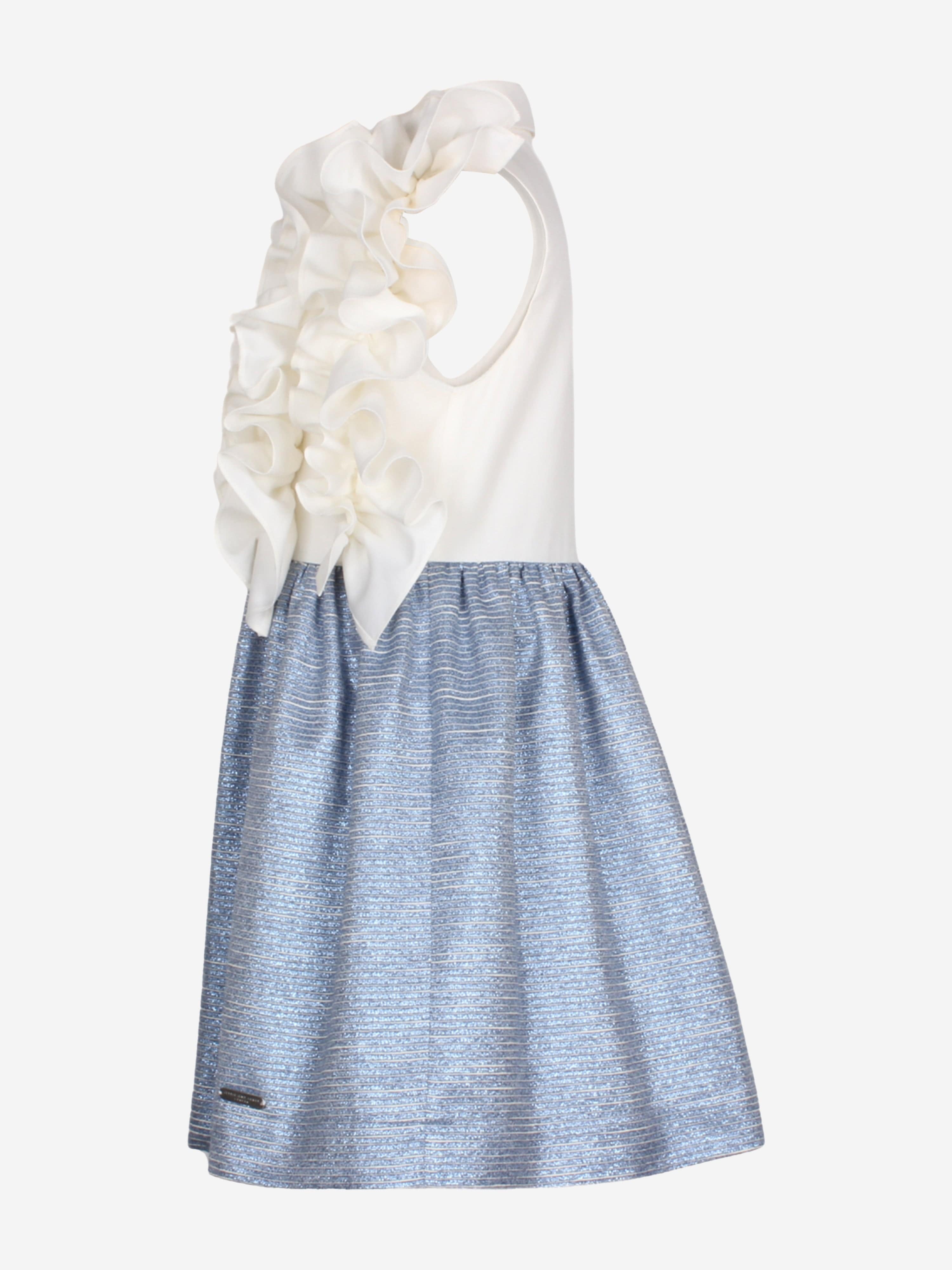 Girls Ripple Sparkle Stripe Dress in Blue