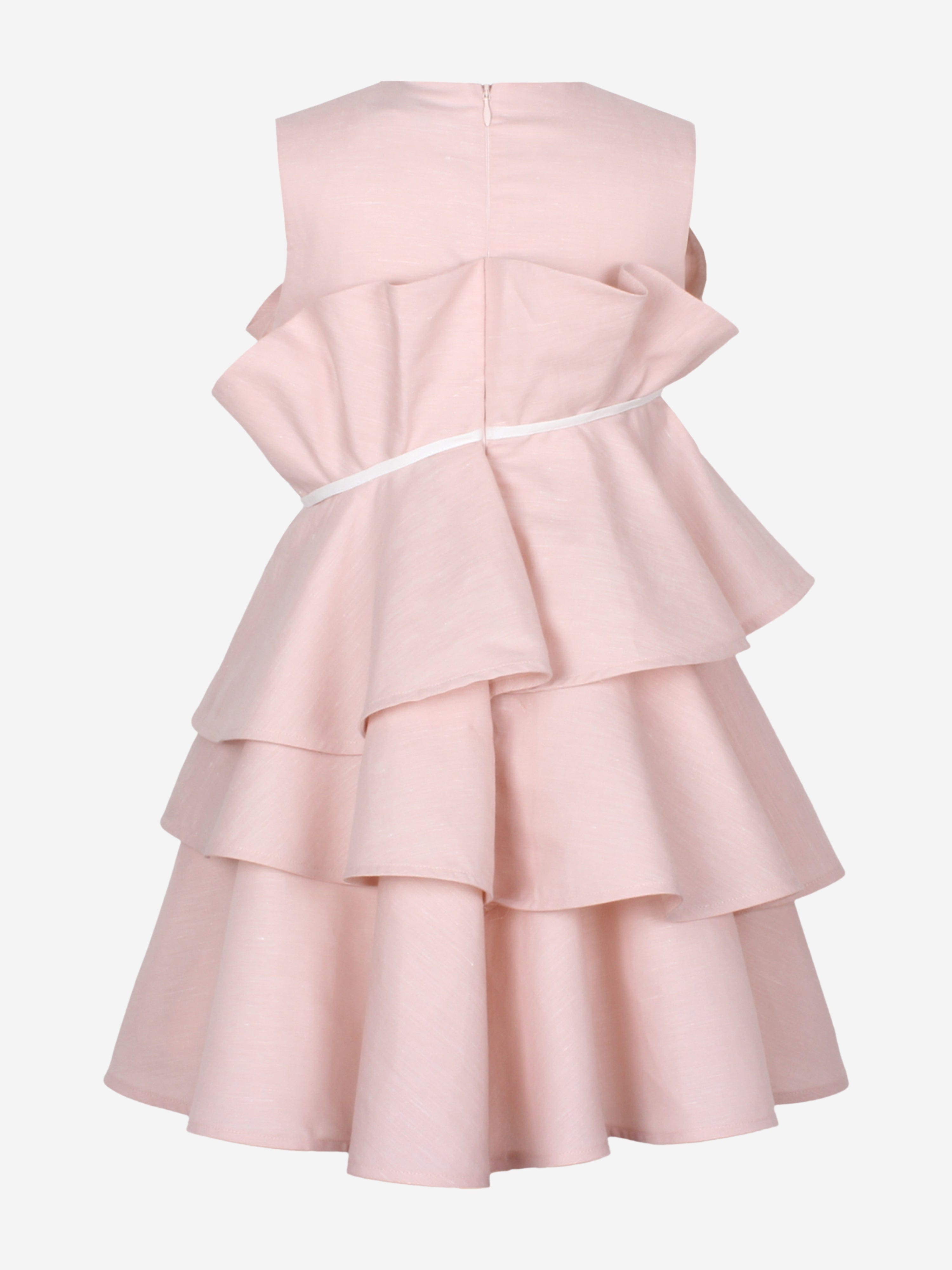 Girls Ebony Ruffle Flower Dress in Pink