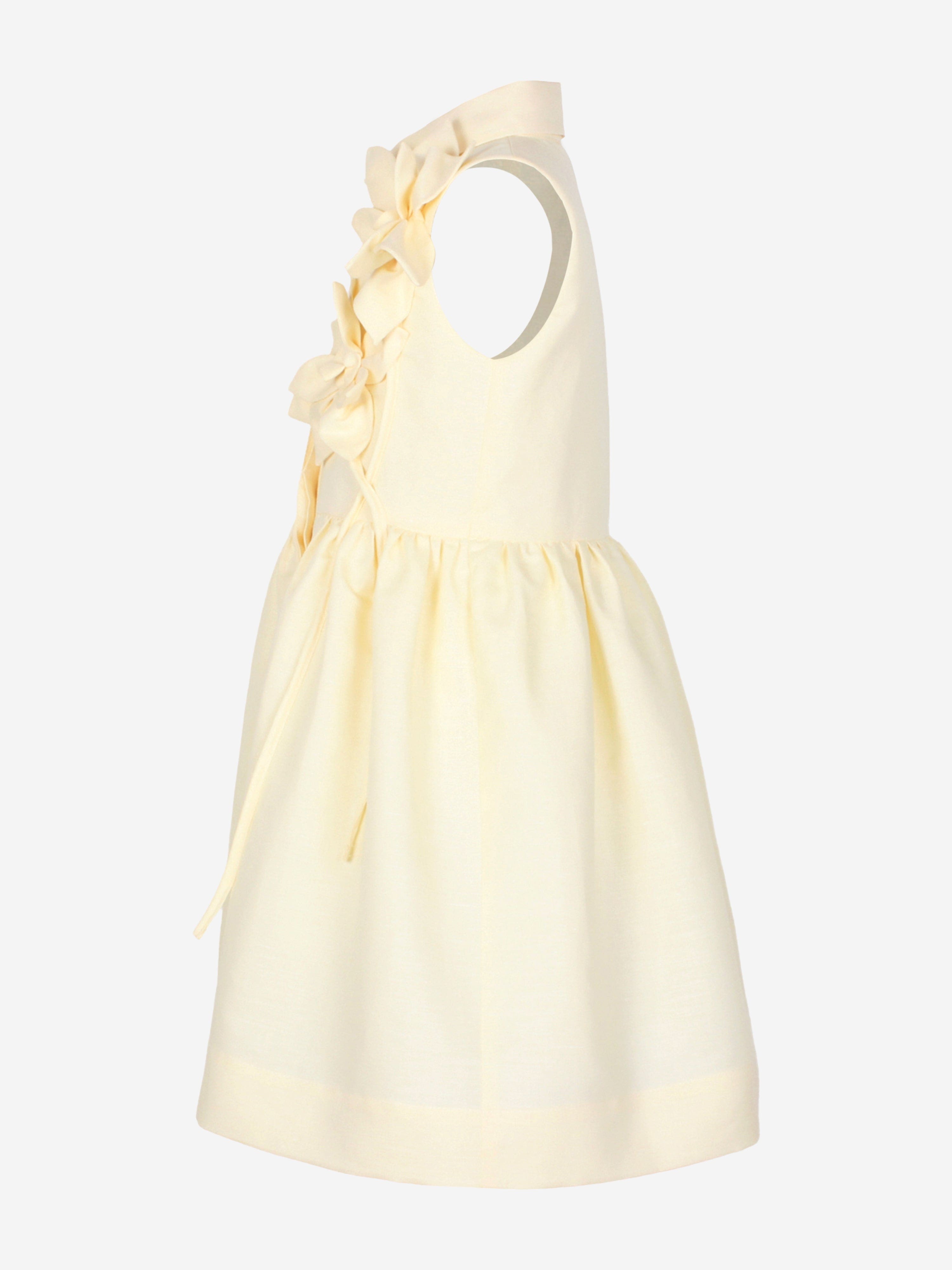 Jessie And James Girls Evergreen Flower Dress in Yellow