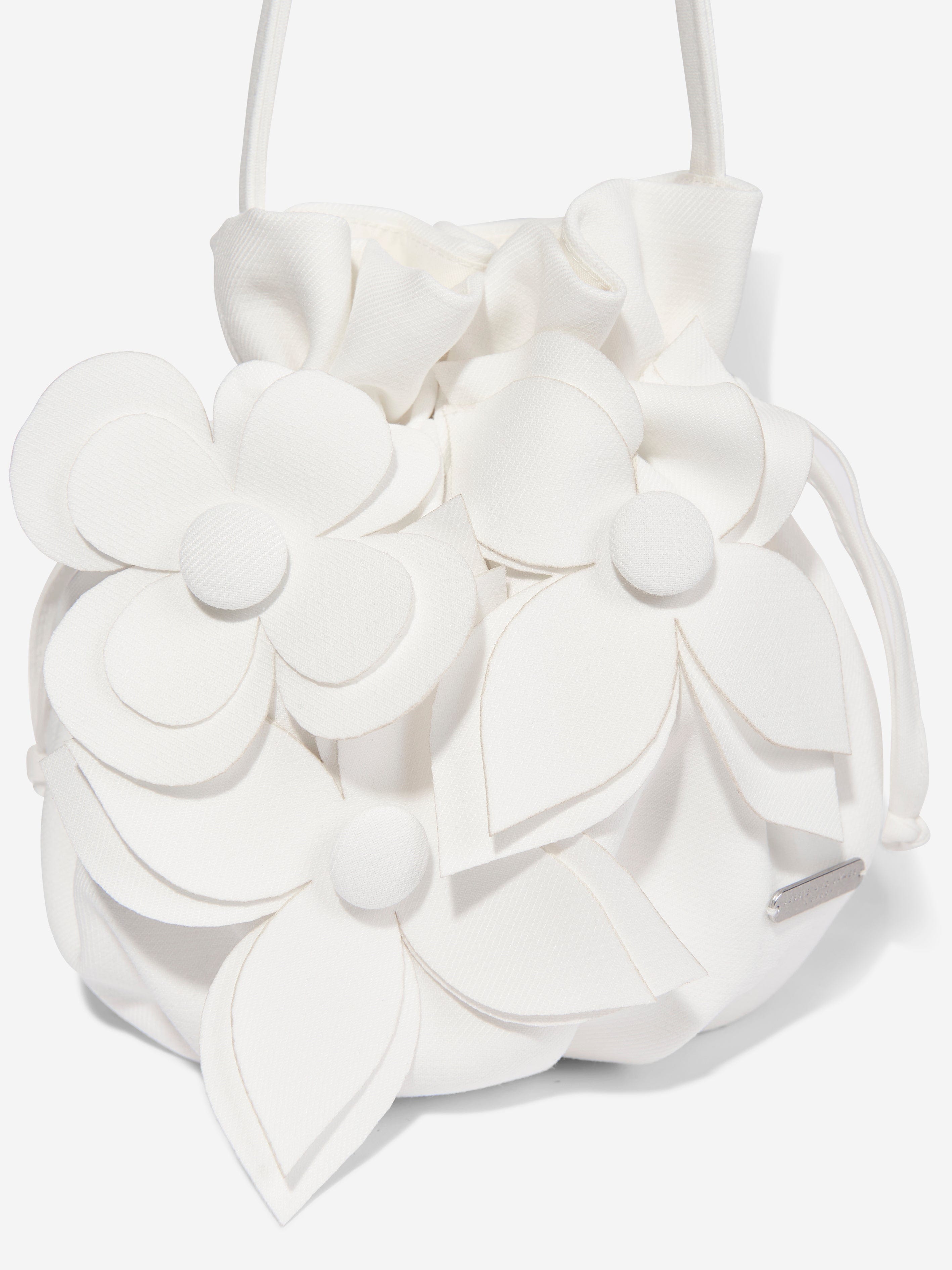 Girls Willow Flower Bag in White (22.5cm)