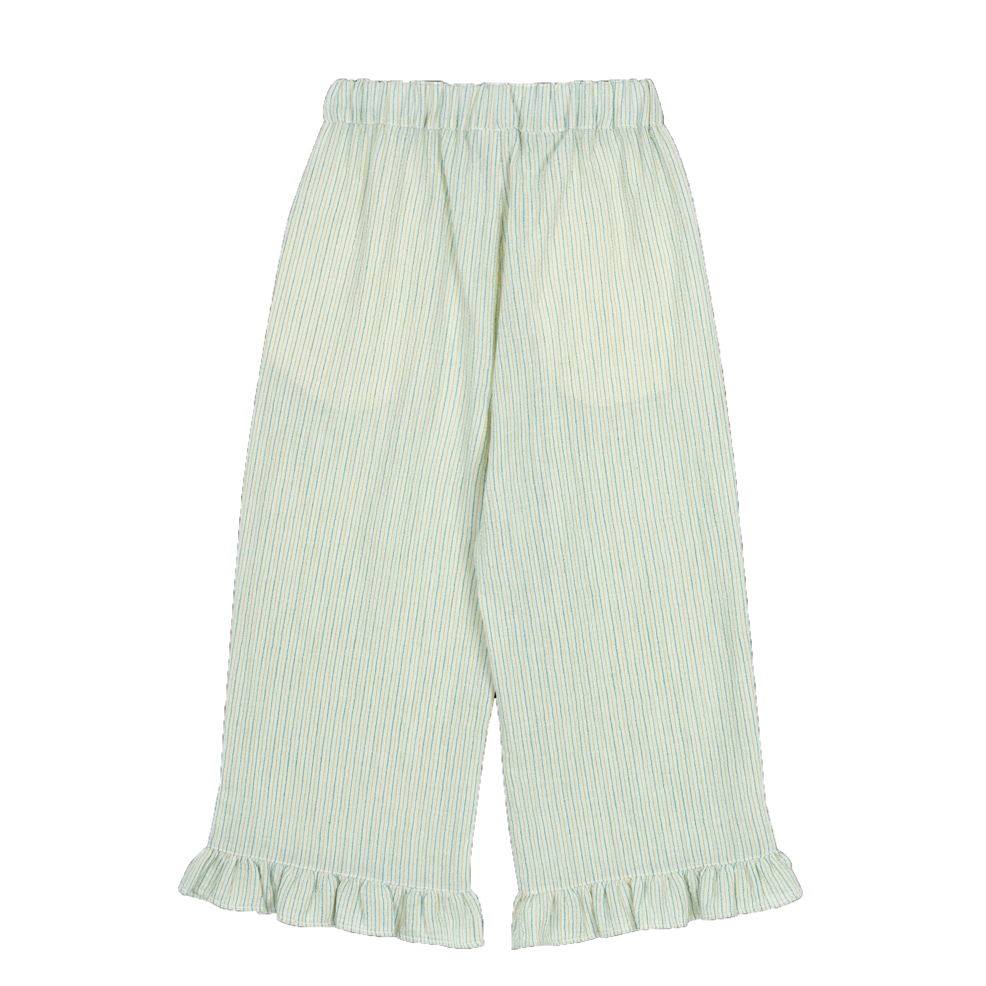Girls Mint Striped Cotton Trousers