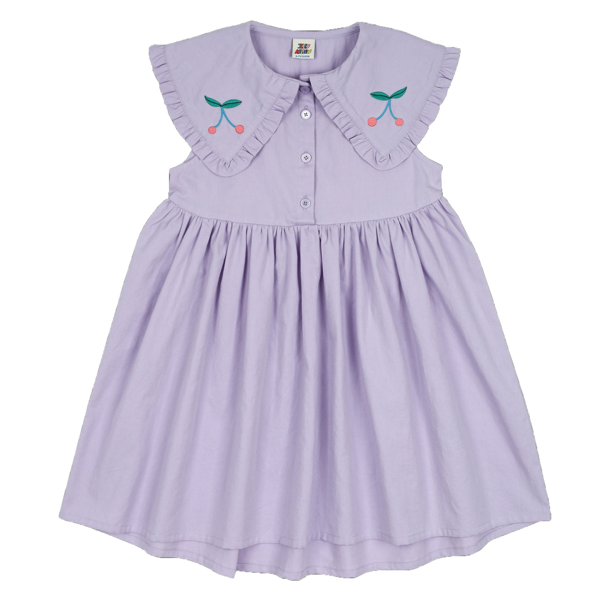 Girls Purple Ruffled Cotton Dress