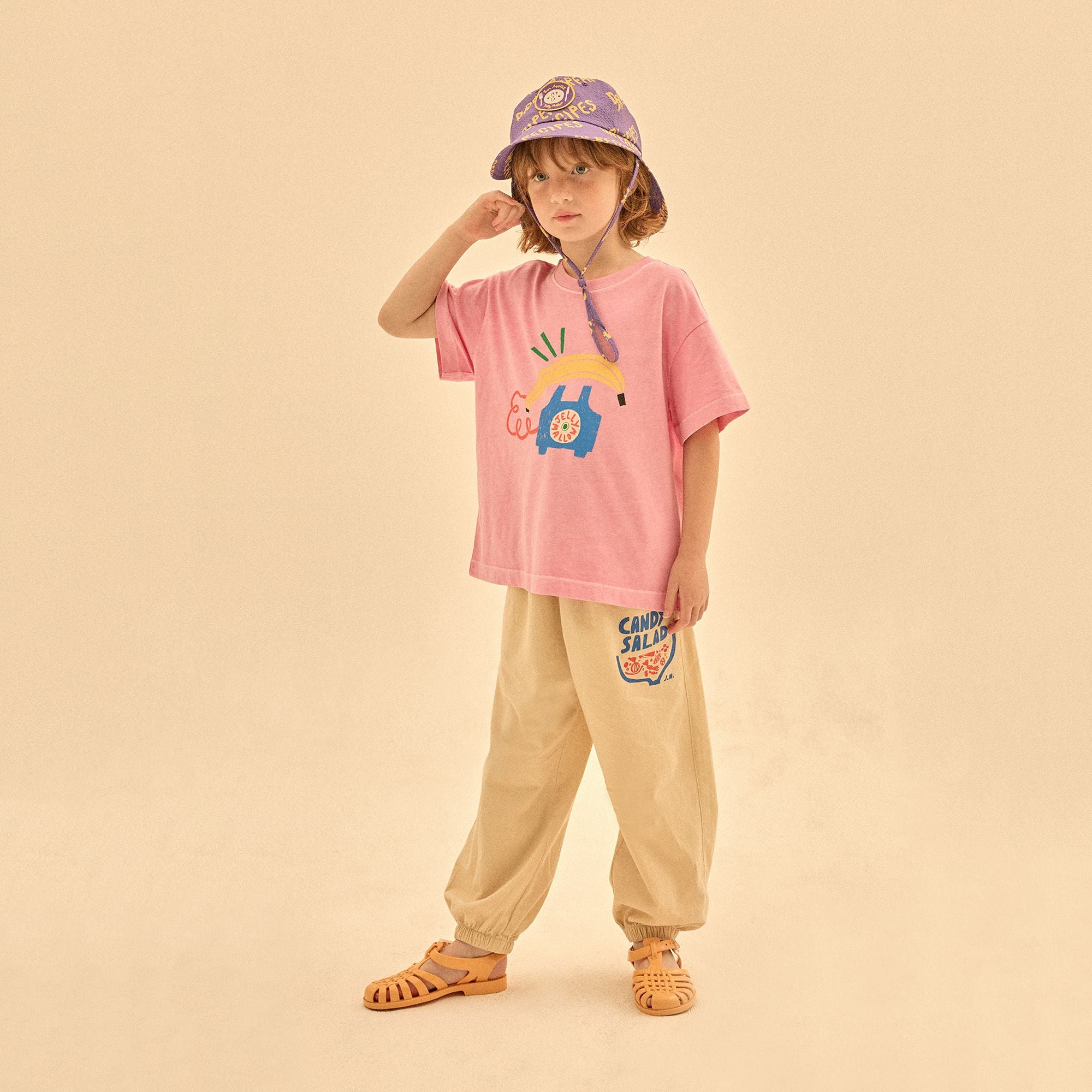 Boys & Girls Ivory Printed Cotton Trousers
