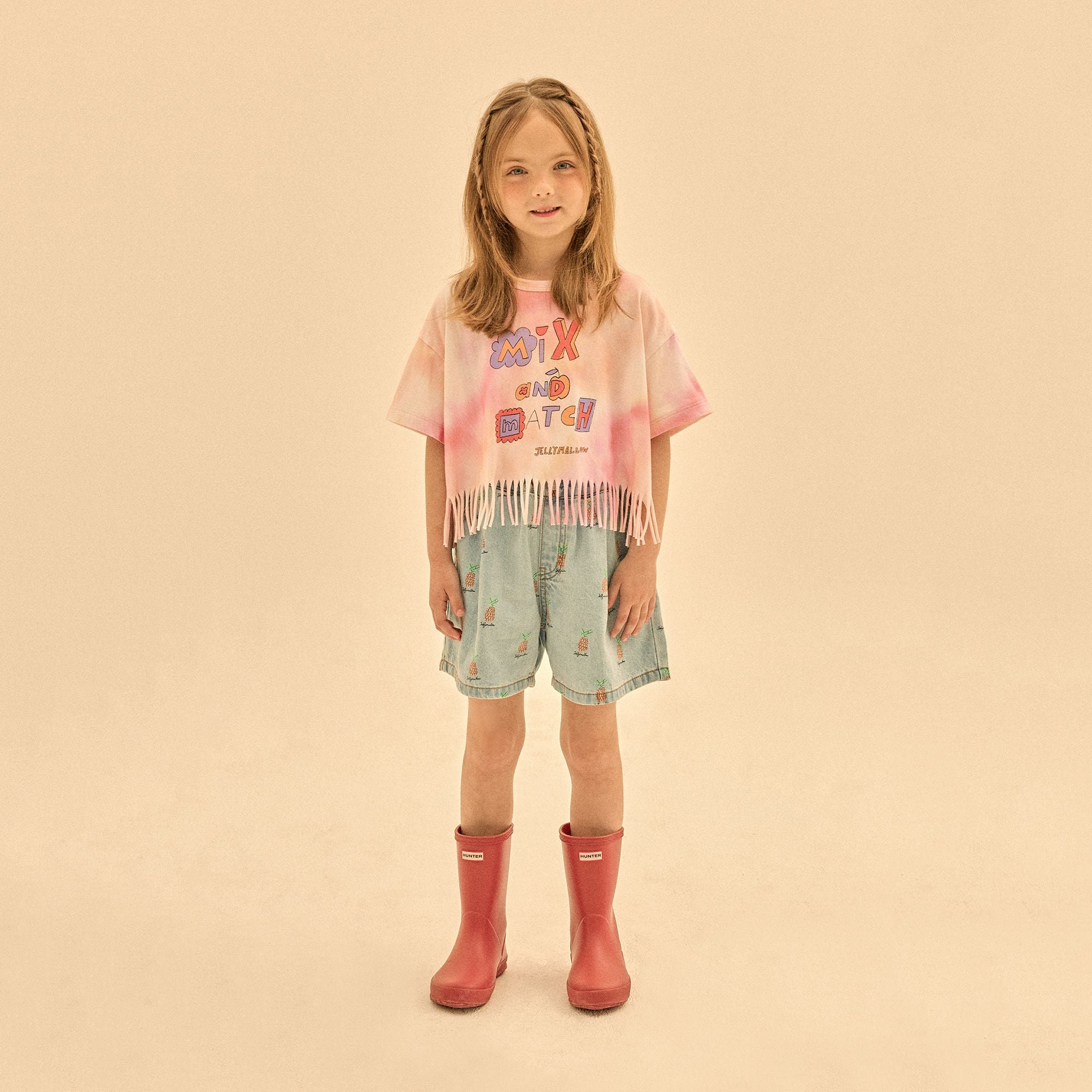 Girls Pink Tassel Cotton T-Shirt