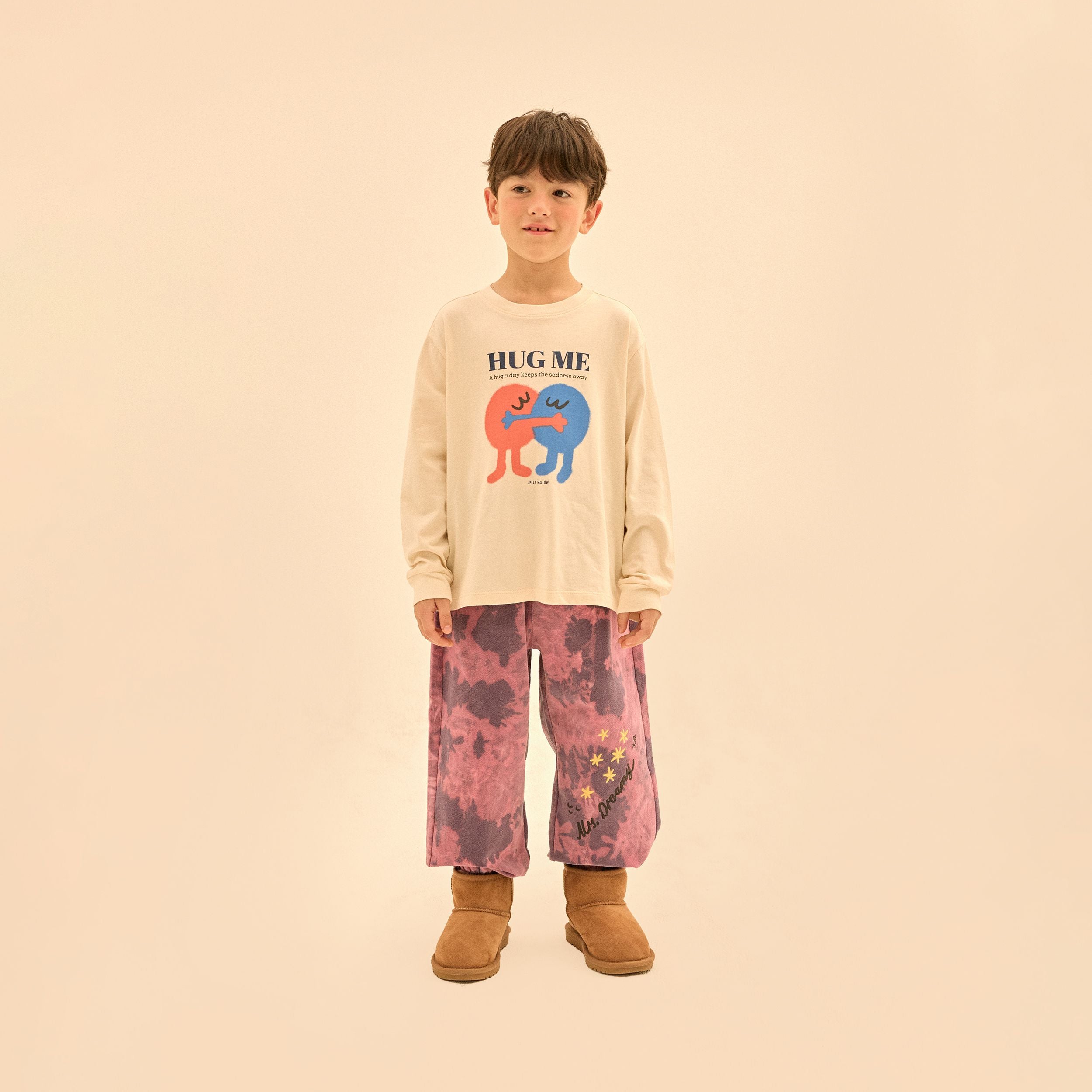 Boys & Girls White Printed Cotton Long Sleeves T-Shirt