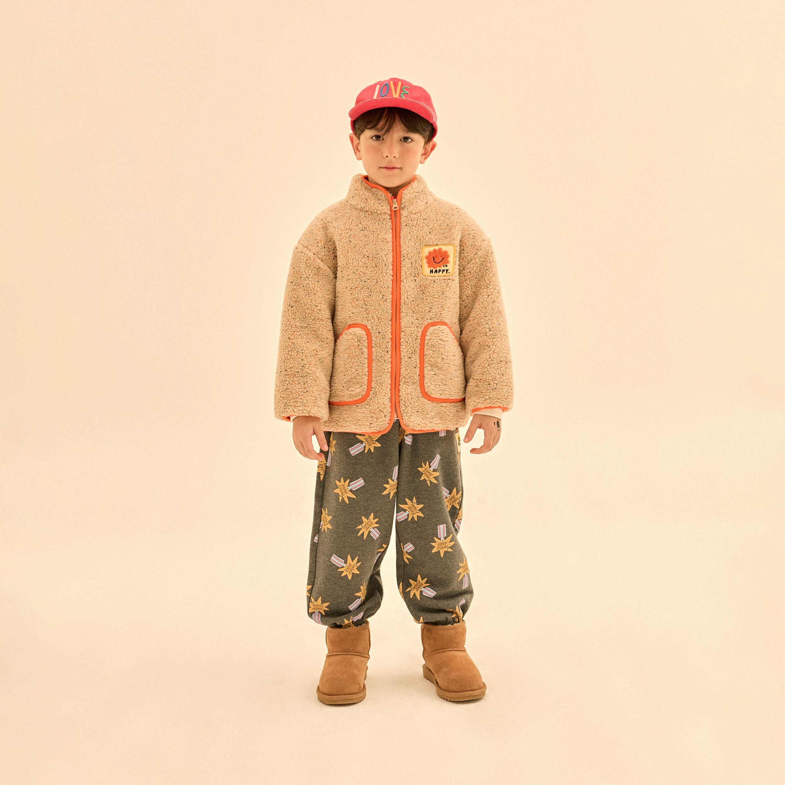 Boys & Girls Beige Fleece Padded Jacket