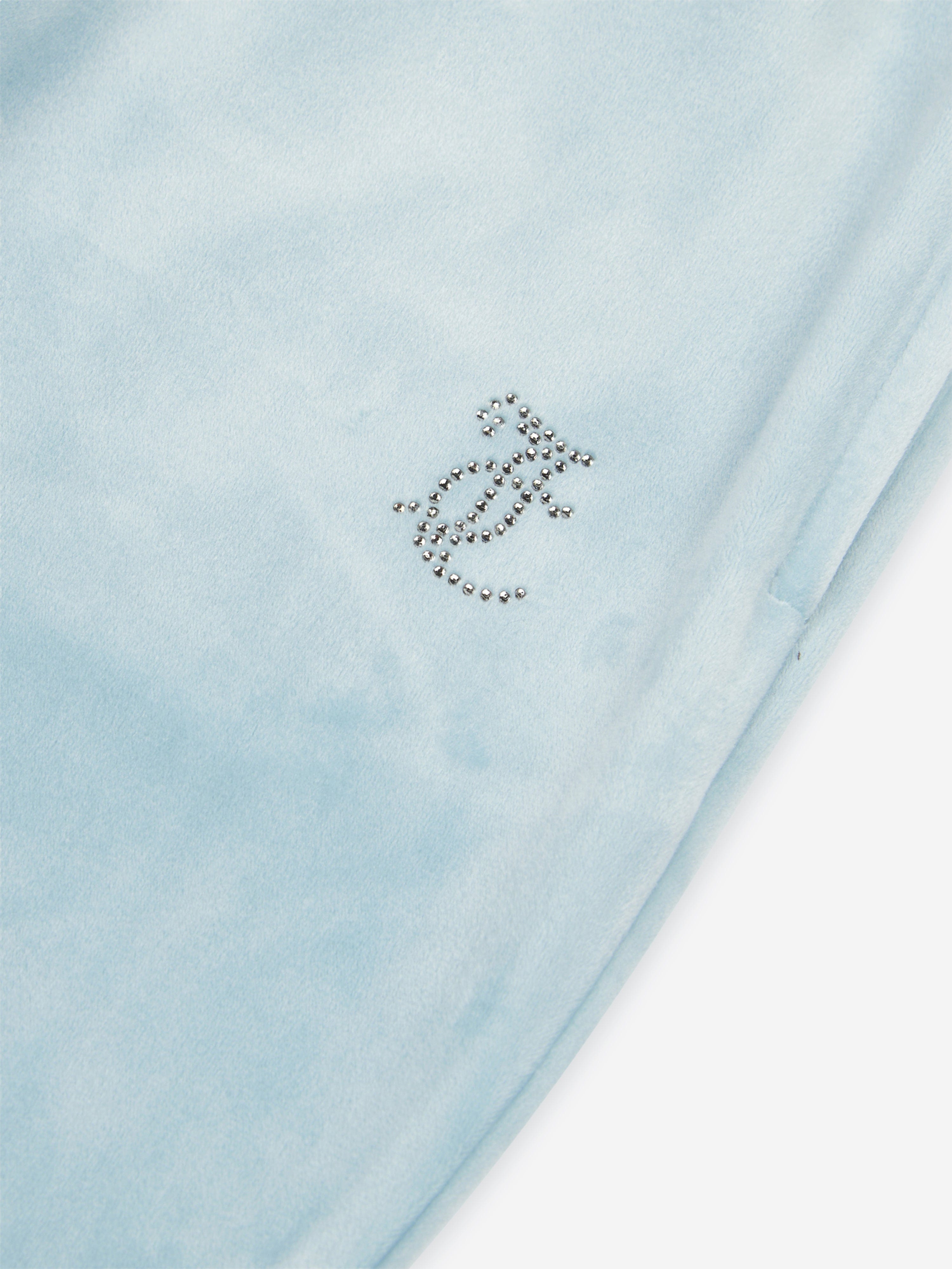 Juicy Couture Girls Diamante Logo Bootcut Joggers in Blue