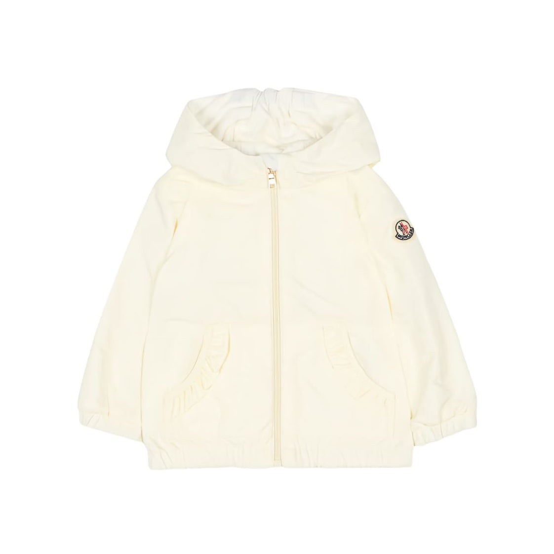 Baby Girls White Zip-Up Hooded Jacket