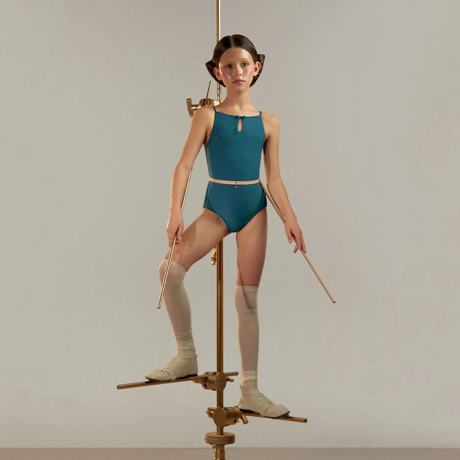 Girls Blue"TEARDROP BOW"Ballet Onesies(J251LE06VL/petrol)