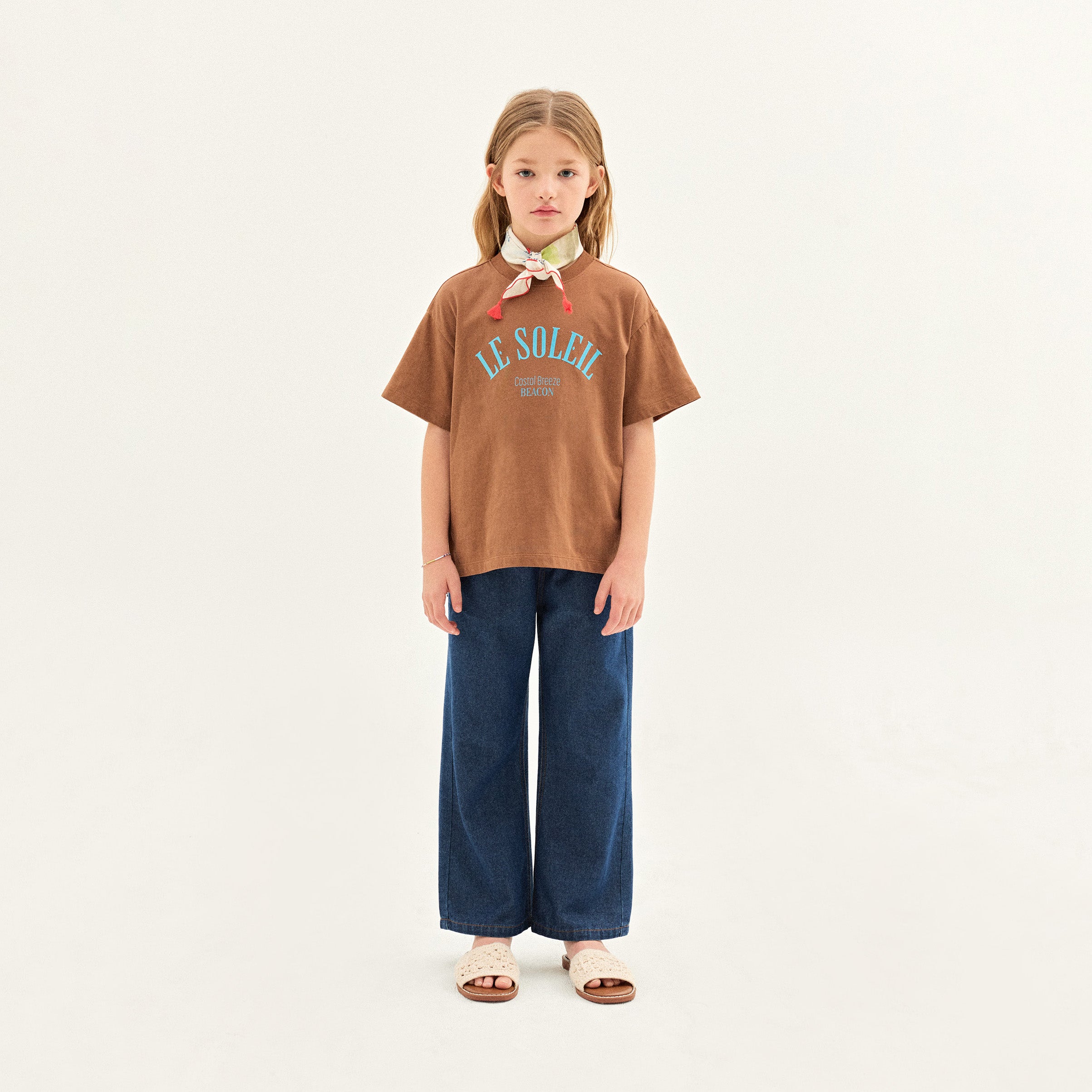 Boys & Girls Brown Logo Cotton T-Shirt