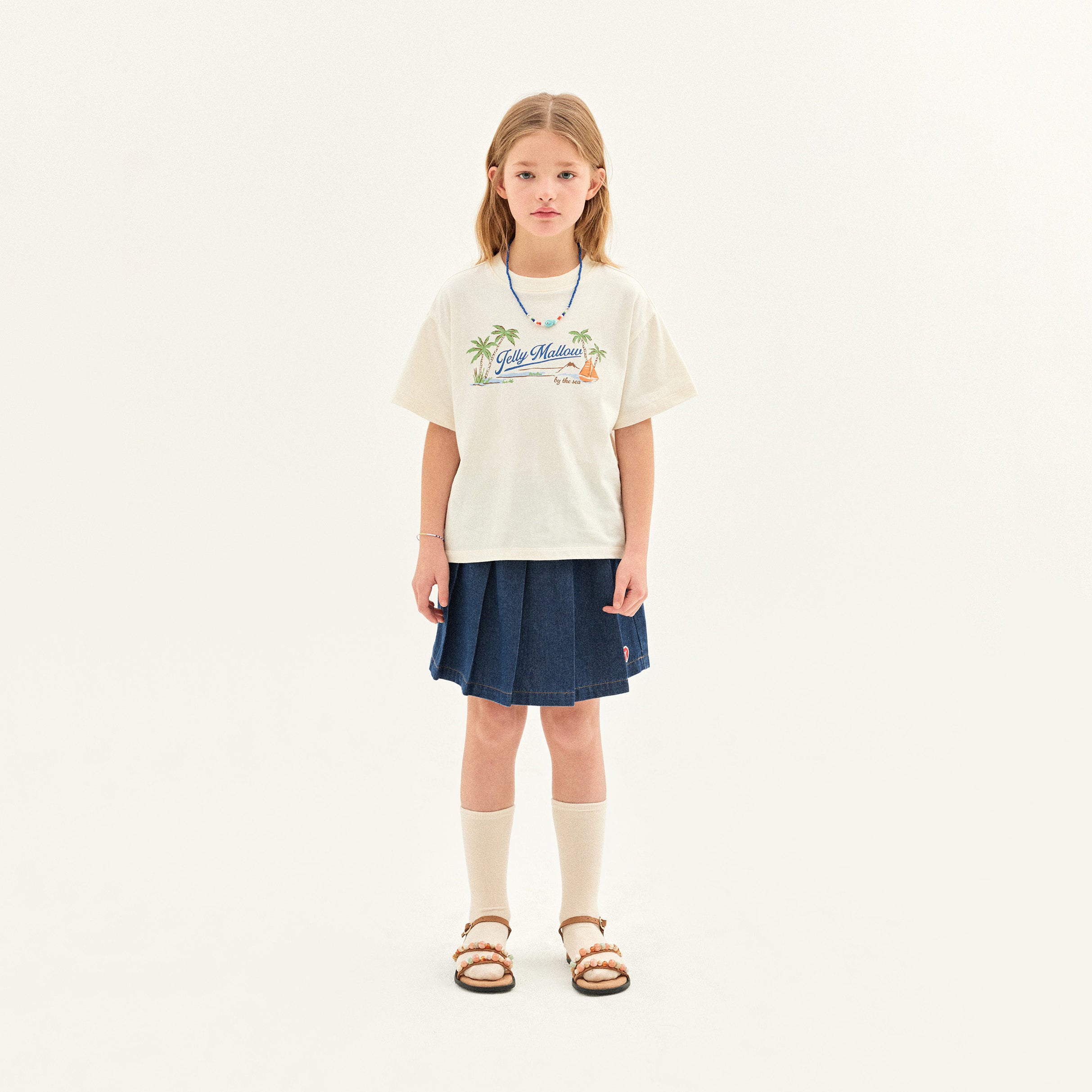 Boys & Girls White Printed Cotton T-Shirt