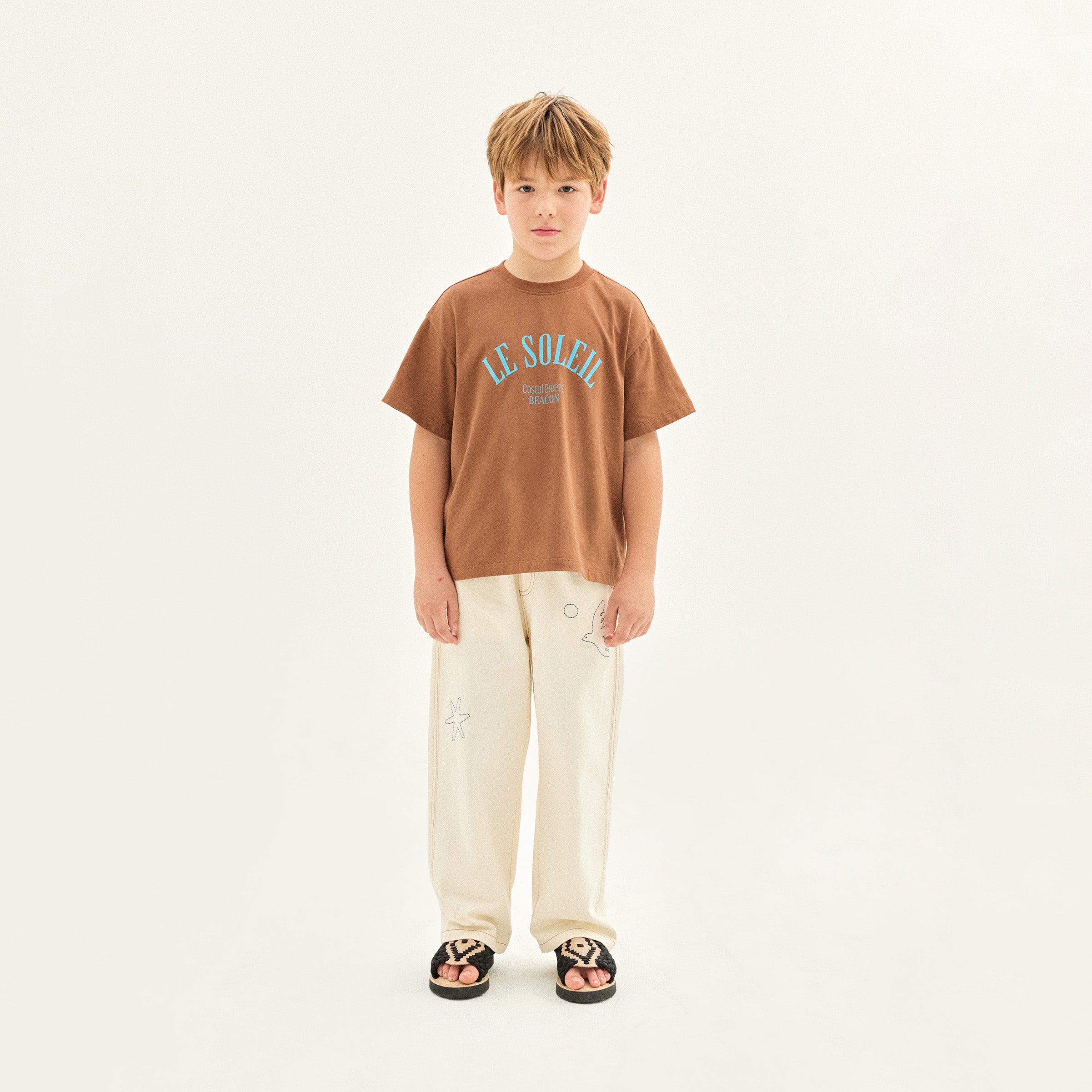 Boys & Girls Brown Logo Cotton T-Shirt