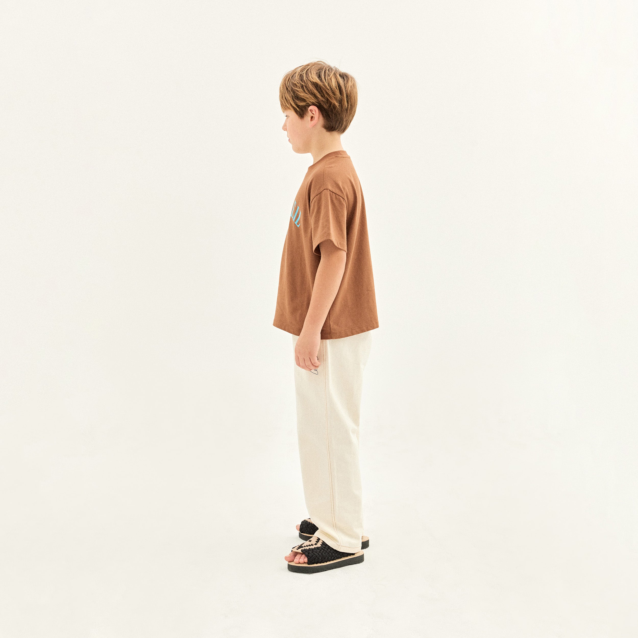 Boys & Girls Brown Logo Cotton T-Shirt