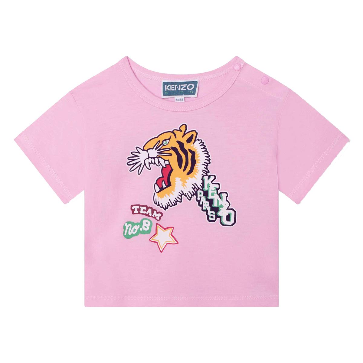 Baby Girls Pink Printed Cotton T-Shirt