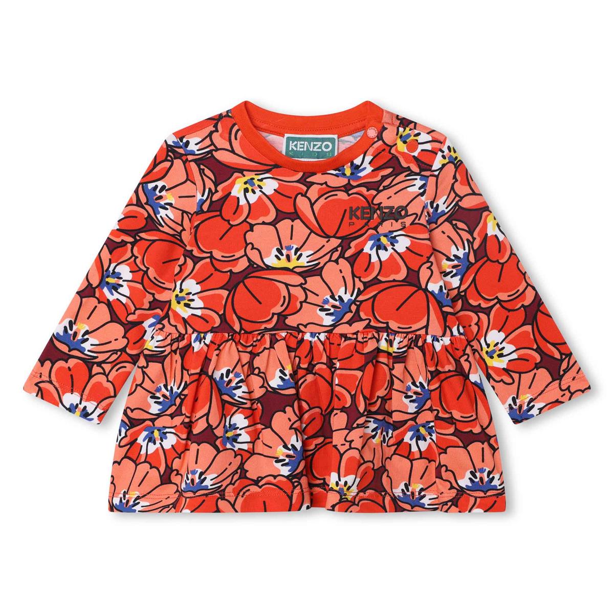 Baby Girls Red Flower Cotton T-Shirt