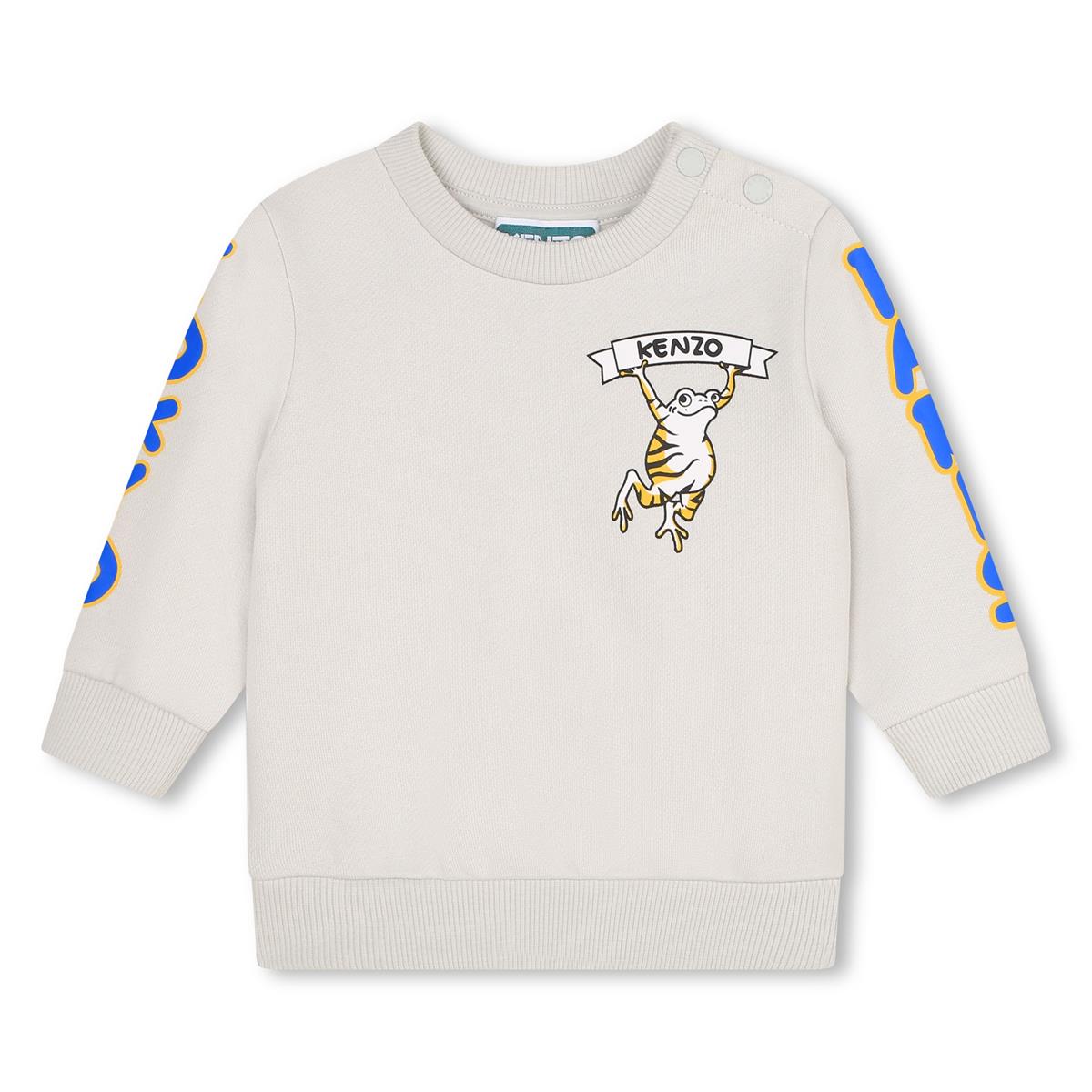 Baby Boys Beige Logo Cotton Sweatshirt