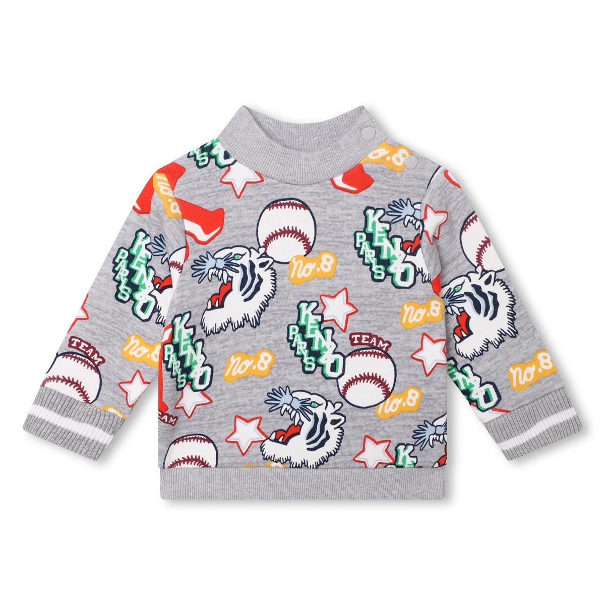 Baby Boys Grey Printed Cotton Sweatshirt