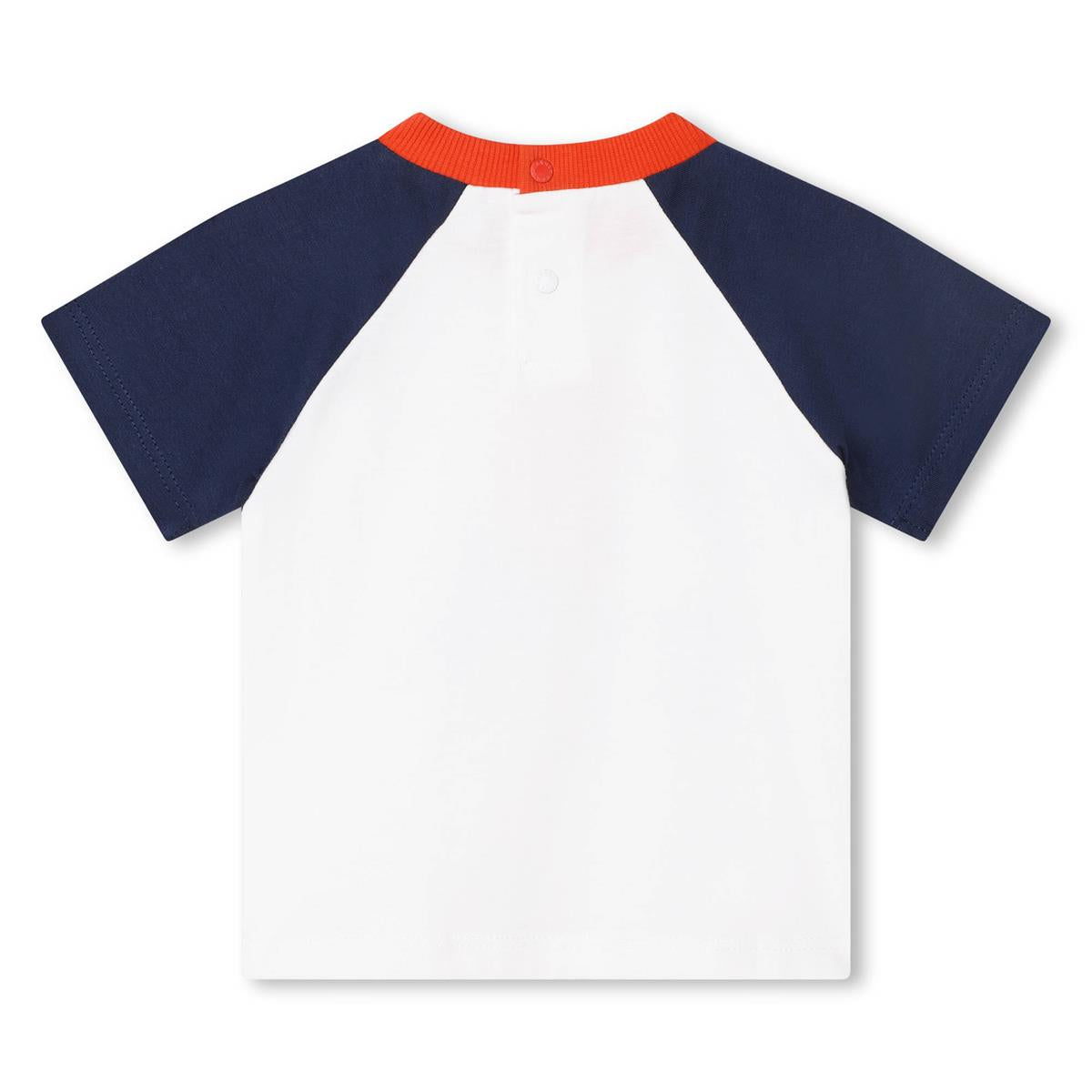 Baby Boys White Printed Cotton T-Shirt