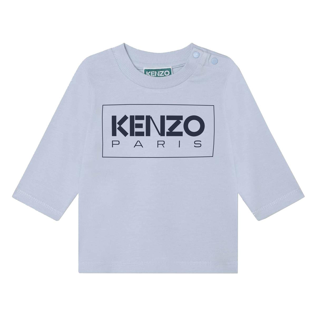 Baby Boys Light Blue Logo Cotton T-Shirt