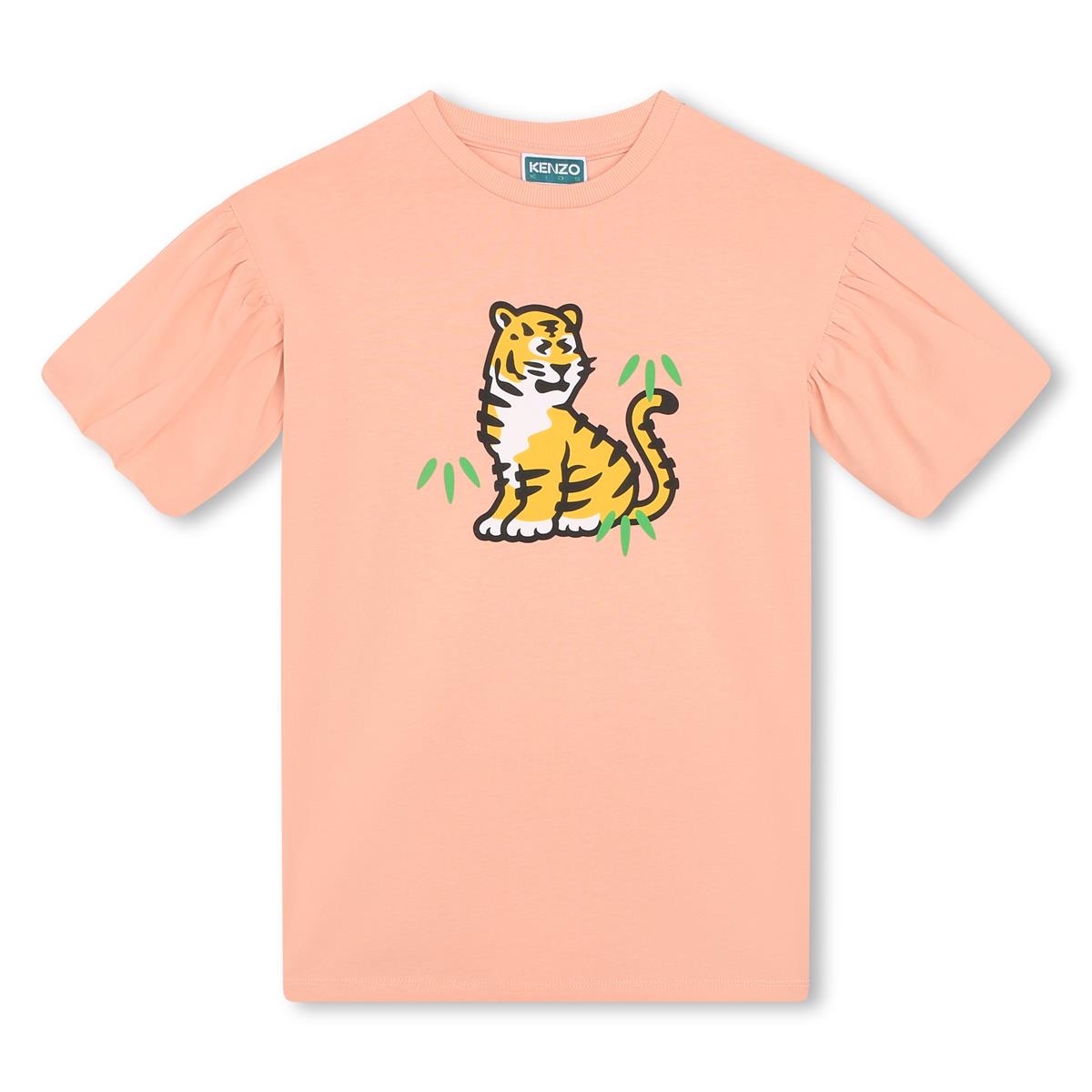 Girls Pink Printed Cotton Dress