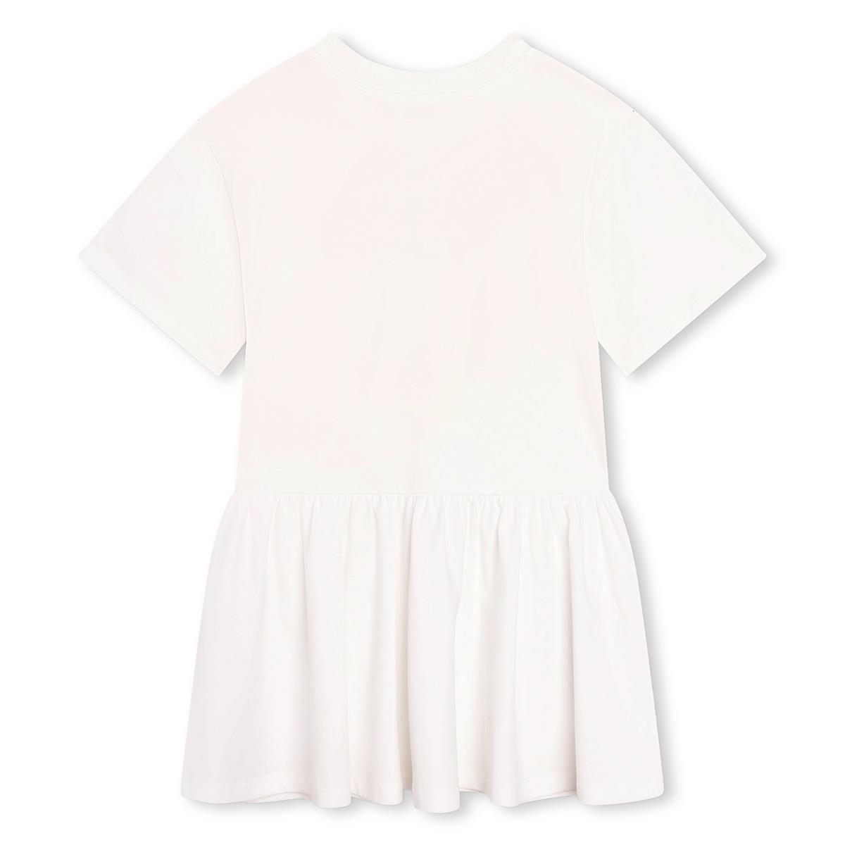 Girls White Logo Cotton Dress